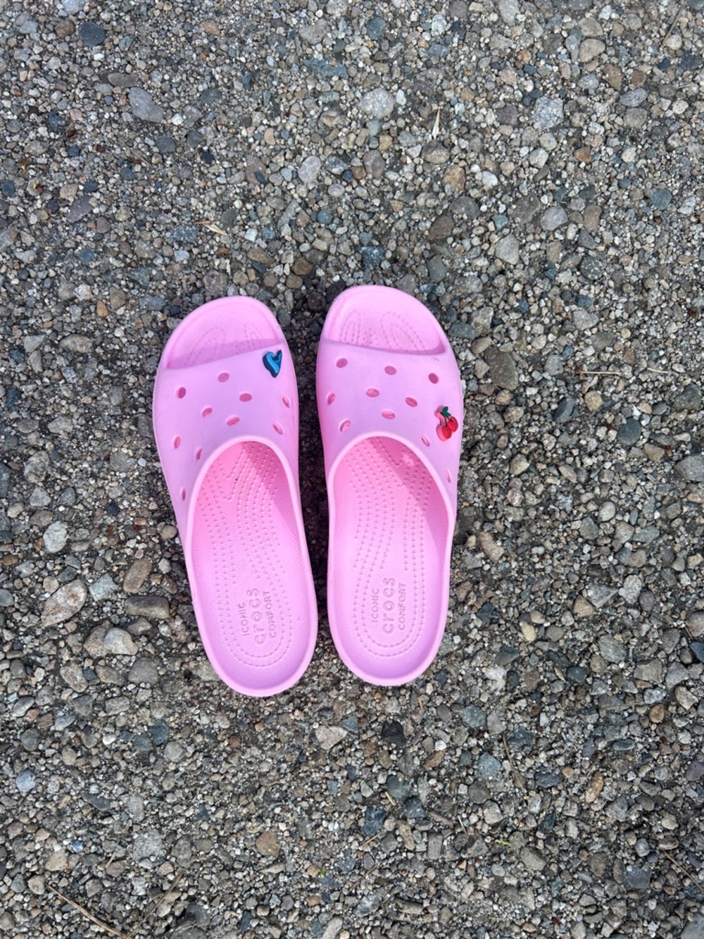 CROCS Pink Slip-On Platform Clogs with Charms
